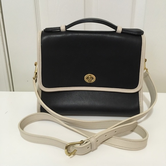 Coach Handbags - Vintage Coach Court blue white shoulder bag